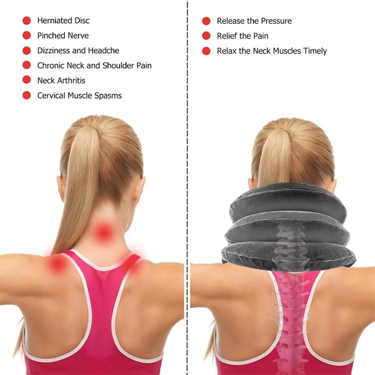 Household Full Cashmere Cervical Traction Instrument Neck Protection Inflatable Cervical Spine Massage Instrument, Full Cashmere (Black), Full Cashmere (Coffee), Full Cashmere (Grey), Full Cashmere (Blue), Full Cashmere (Purple), Full Cashmere (Rose Red)