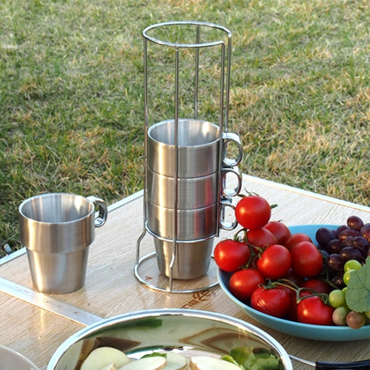 Outdoor Portable Picnic Cups Four Piece Suit Stainless Steel Drinking Mugs Anti-Hot Tea Coffee Cup, Coffee Cup