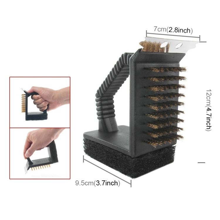 Outdoor Barbecue Cleaning Brush Camping Picnic BBQ Copper Wire Grill Three In One Right Angle Copper Wire Triangular Brush, BBQ Copper Brush