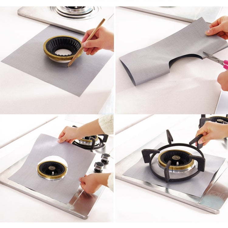 4 PCS Gas Furnace Surface Ultra-thin Fibre Material Stovetop Protective Cleaning Pad, Size: 27*27 cm (Silver), 4 PCS