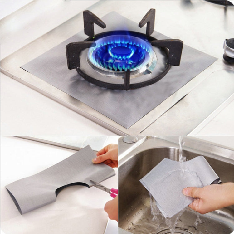 4 PCS Gas Furnace Surface Ultra-thin Fibre Material Stovetop Protective Cleaning Pad, Size: 27*27 cm (Silver), 4 PCS