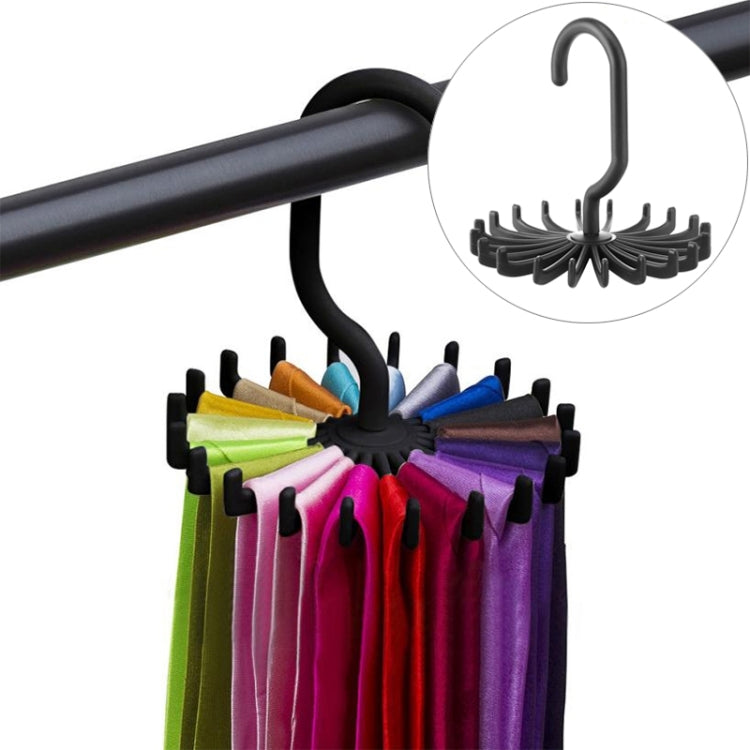 20 Claws 360 Degree Rotatable Tie Rack Belt Scarf Hanger Holder, Size: S, 20 Claws Black