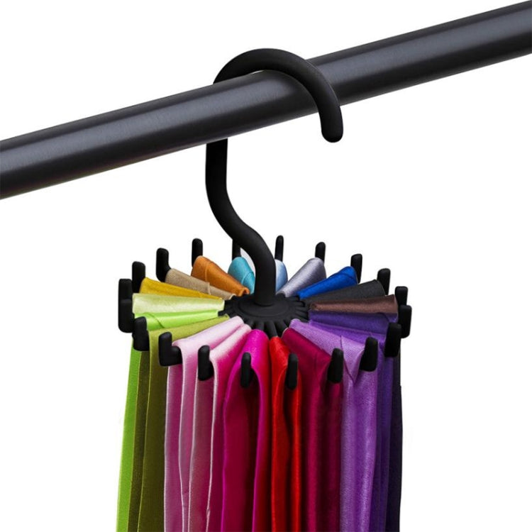 20 Claws 360 Degree Rotatable Tie Rack Belt Scarf Hanger Holder, Size: S, 20 Claws Black