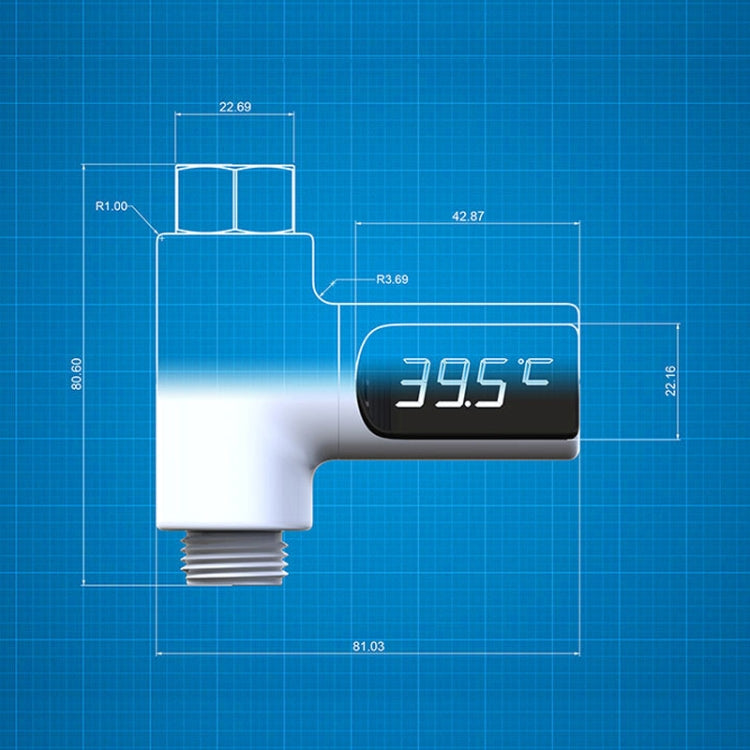 BD-LS-01 Baby Showering 360 Degree Rotatable LED Display Passive Water Thermometer, First Generation, White