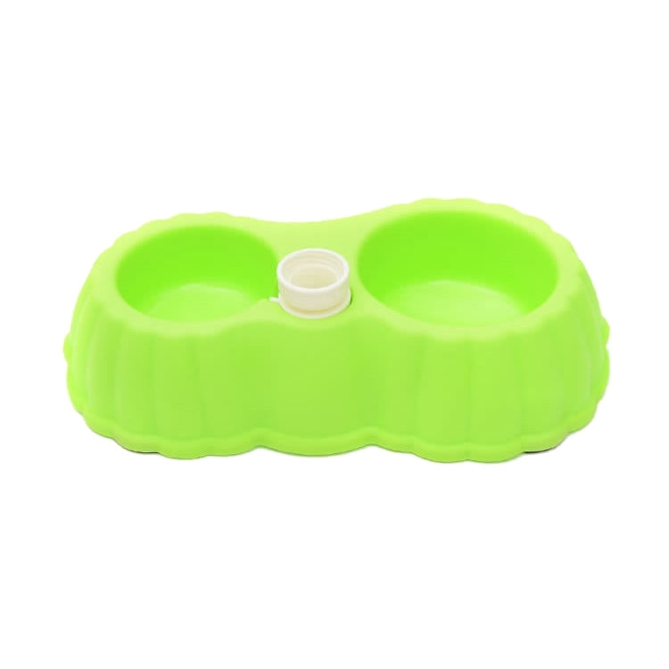 Pumpkin Shape Dog Cat Food Dish + Drinking Water Double Bowls with Automatic Water Dispenser, Size: S, Size: S  Green, Size: S  Magenta