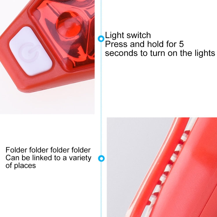 Multifunctional Outdoor Bicycling Running Warning Light Bicycle Taillight LED Back Clip Light, LED Back Clip Light(Red)