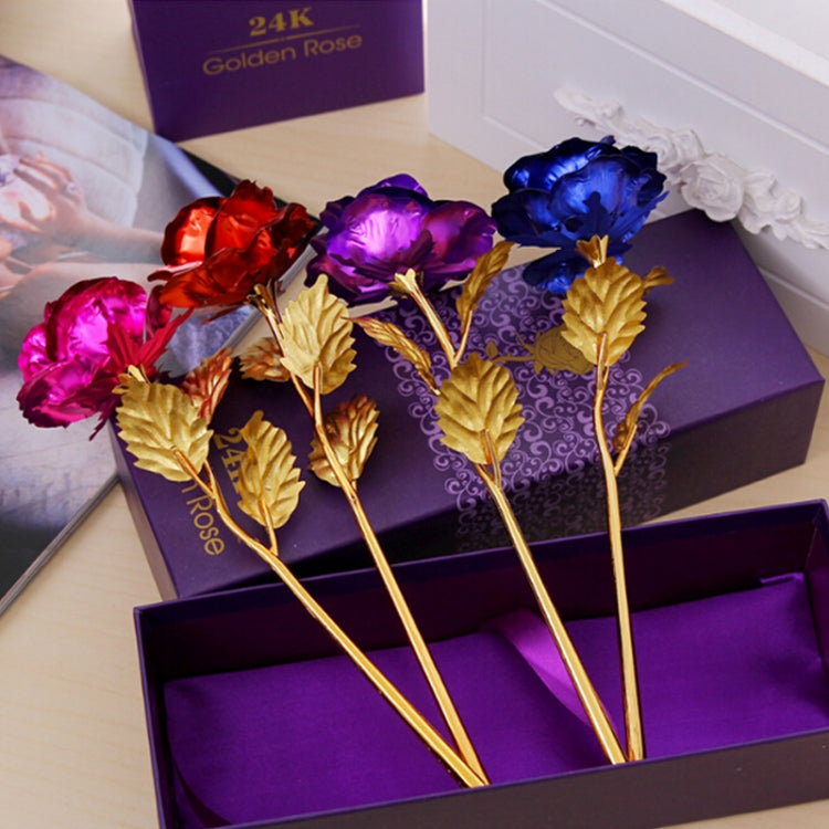 24K Golden Foil Plated Decoration Rose Artificial Flower, Random Color Delivery