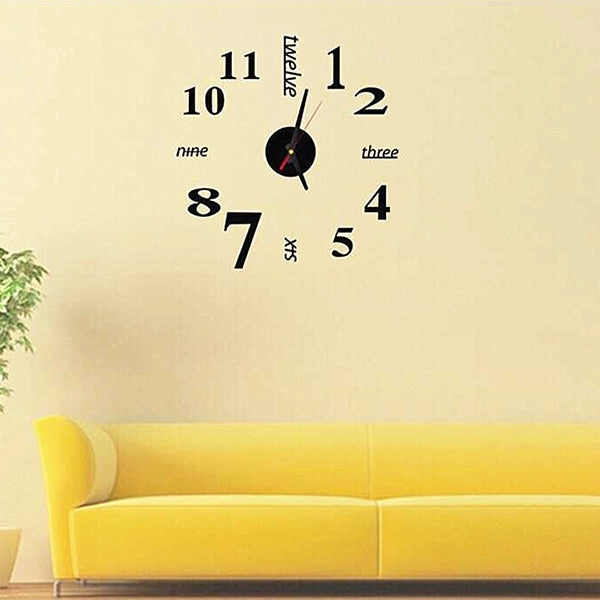 Lovelife WC37130 Acrylic English Digital DIY Stereo Wall Clock Wall Stick Clock