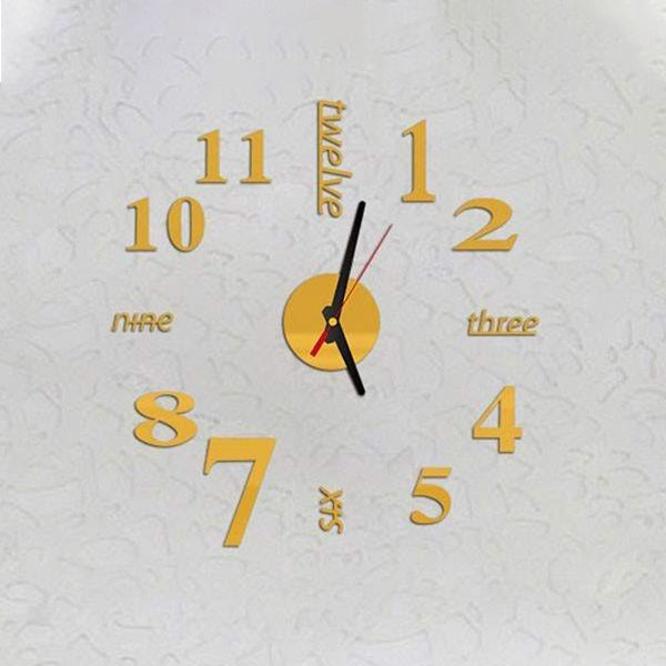 Lovelife WC37130 Acrylic English Digital DIY Stereo Wall Clock Wall Stick Clock