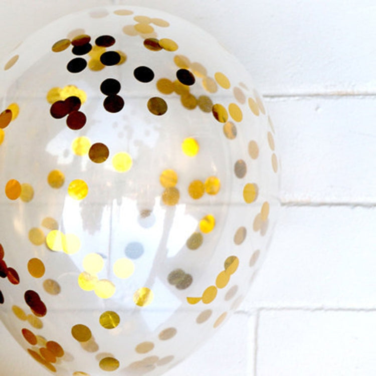 5 PCS 12 inch Transparent Gold Sequins Confetti Balloons, Holiday Party Wedding Decoration Confetti Balloons, Random Style Delivery, 12 inch Sequins Confetti Balloons