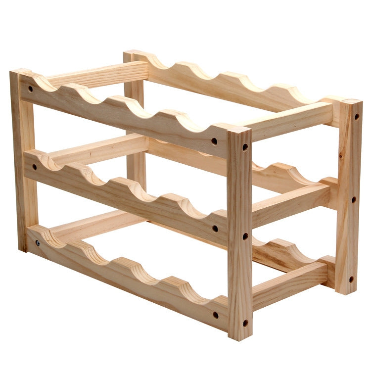 Solid Wood Folding 12-bottle Wine Display Rack Multi-layer Wine Rack, Size: 46x24x28cm, Multi-layer Wine Rack