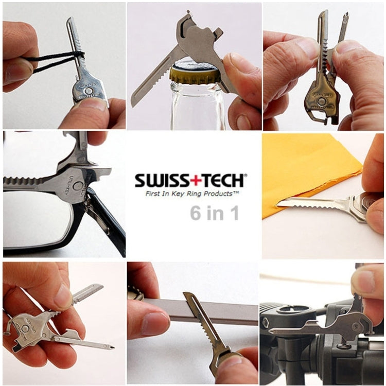 SWISS+TECH Stainless Steel 6-in-1 Foldable Keychain Multi-Tool