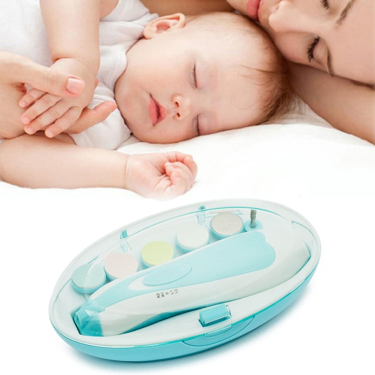 Baby Nail Clipper Trimmer Manicure Electric Grinding Device Tool Kit(Blue), 6 in 1