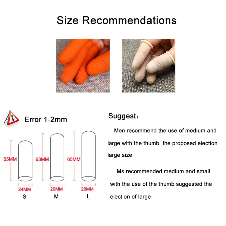 100pcs / Pack Antistatic Antislip Durable Fingertips Latex Protective Gloves, Size: L, 2.8*6.5cm, Size: L, 2.8*6.5cm