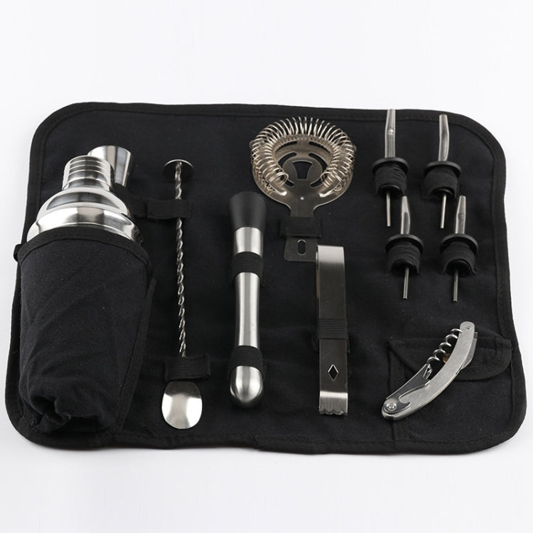 12 in 1 Stainless Steel Wine Cocktail Shaker Tools Set with Cloth Bag, Capacity: 550ml, 550ml
