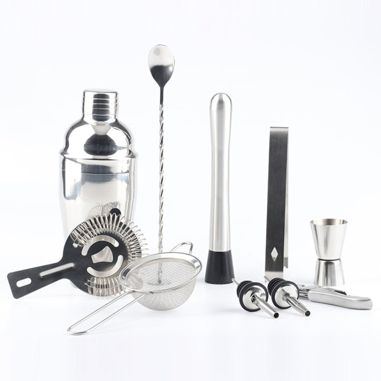 11 in 1 Stainless Steel Cocktail Shaker Tools Set with Wooden Mount, Capacity: 750ml, 750ml