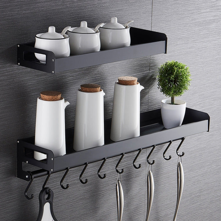 50cm 8 Hooks Kitchen Multi-function Wall Hanging Holder Seasoning Storage Rack, 50cm 8 Hooks (Black)