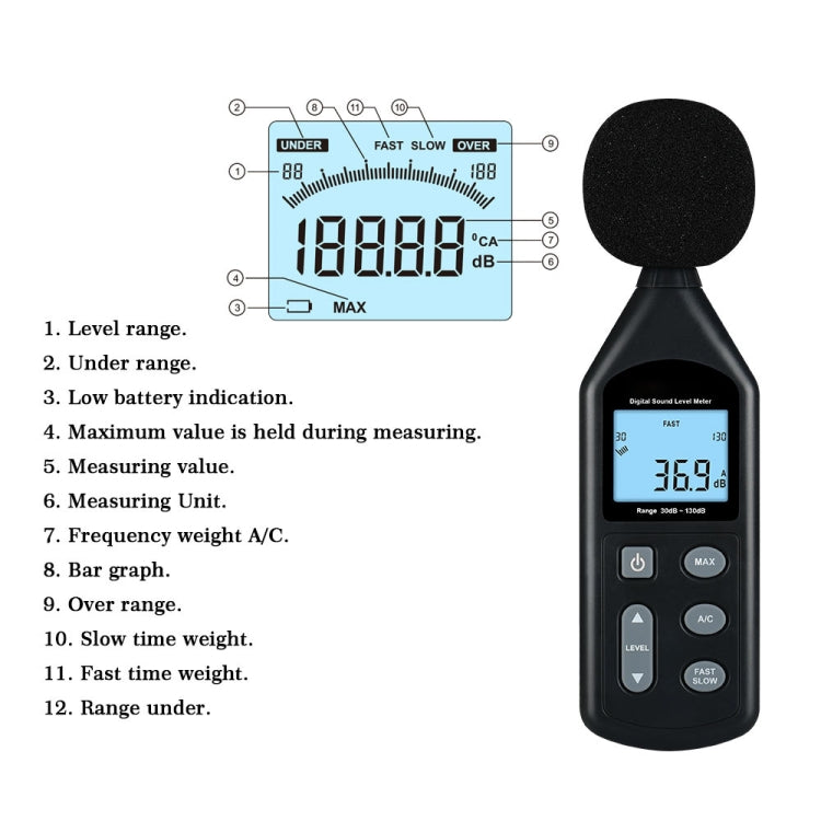 Wintact WT1357 Digital Sound Level Meter, Range: 30dB~130dB, WT1357