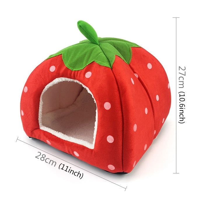 Strawberry Shaped Foldable Short Plush Pet House Nest, Size: S, Pink, Size S, Blue, Size S, Purple, Size S, Dark Blue, Size S, Red, Size S