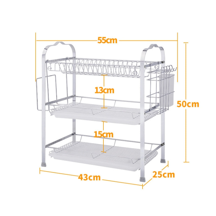 Multi-function Kitchen Stainless Steel Three Layers Flower Shape Steel Sheet Rack Hanging Bowl Dish Holder, Three Layers Flower Shape