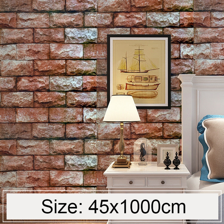 Qi Yunshi Creative 3D Stone Brick Decoration Wallpaper Stickers Bedroom Living Room Wall Waterproof Wallpaper Roll, Size: 45 x 1000cm, Qi Yunshi