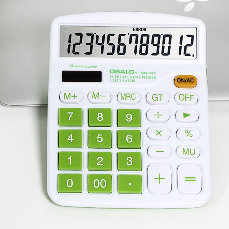 OSALO OS-837VC 12 Digits Colorful Desktop Calculator Solar Energy Dual Power Calculator