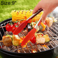 9 inch Silicone Non-slip Food Bread Barbecue BBQ Clip Tongs Kitchen Tools, 9 inch Red