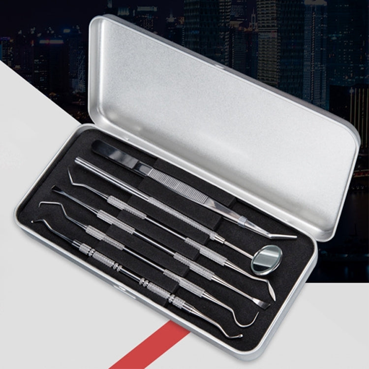 Dental Care Kit Stainless Steel Teeth Cleaning Tools Set Oral Hygiene Kit, 6 in 1