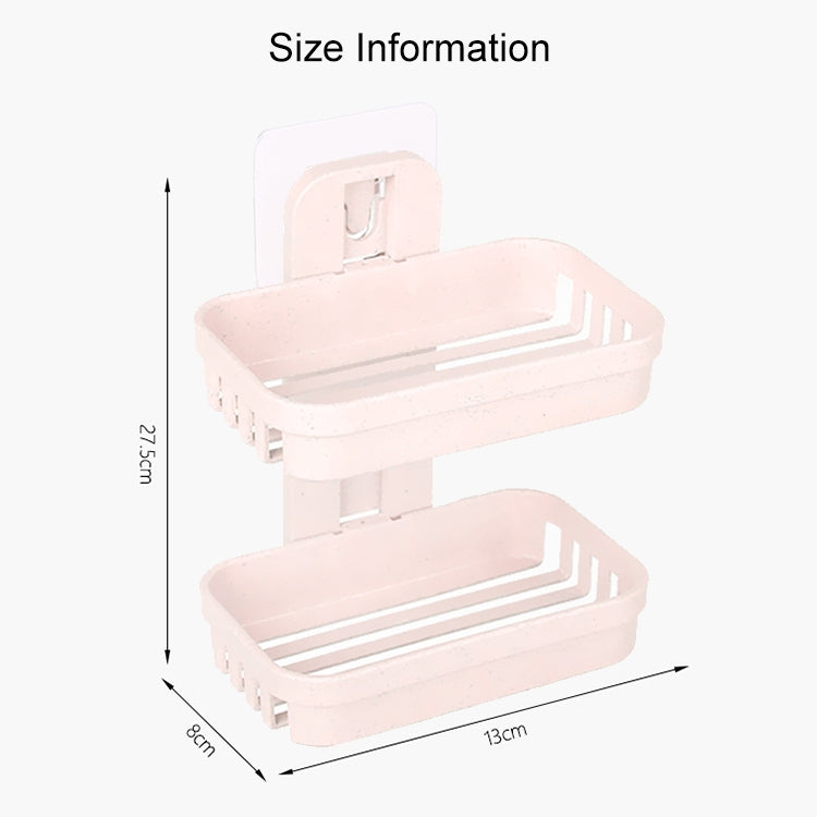 Wall Hanging Traceless Double-deck PP Soap Holder Bathroom Storage Shelf
