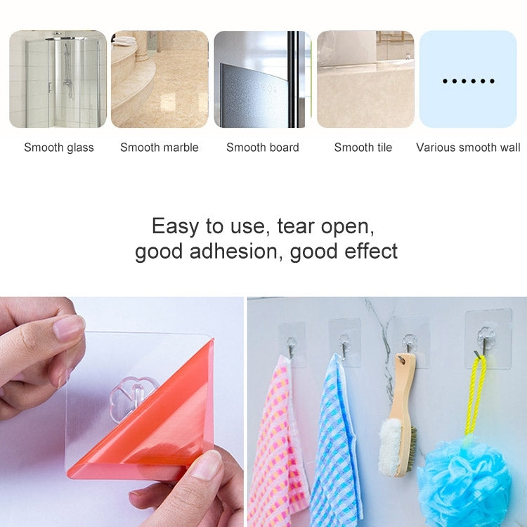10pcs PVC + Stainless Steel Thin Plum Shape Seamless Adhesive Hook Waterproof Transparent Strong Stick Hook Kitchen Wall Mount, Thin