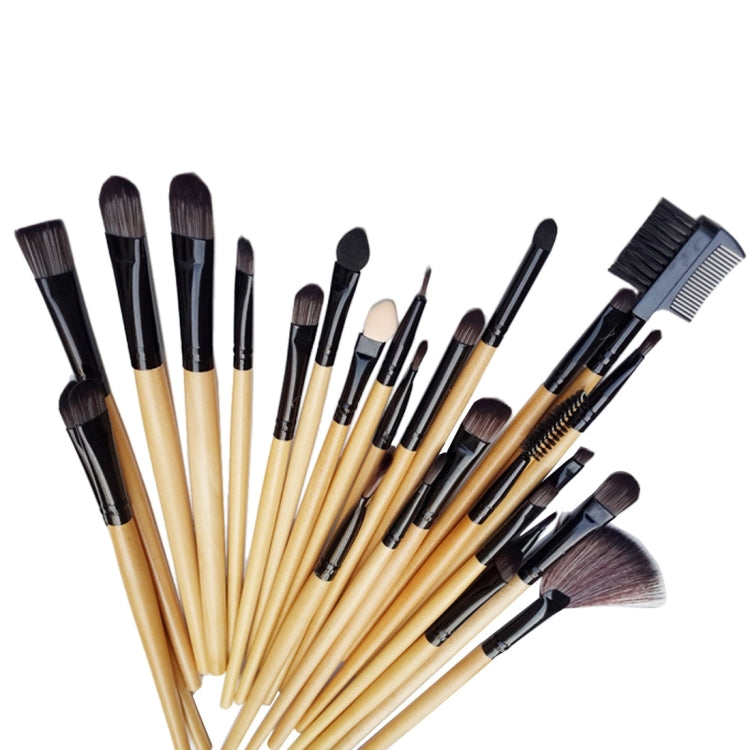 32-teiliges Make-up-Pinselset mit Holzfarben-Griffen + PU-Leder-Etui