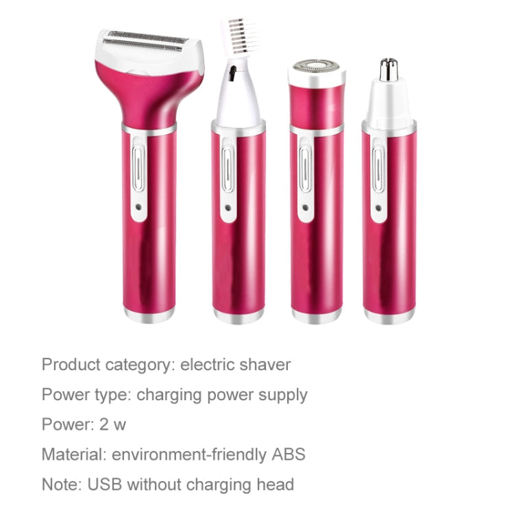 4 In 1  USB Rechargeable Vibrissa Eyebrows Trimmer Body Hair Denuding Machine Set with USB Cable, 4 In 1