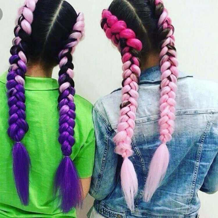 Fashion Color Gradient Individual Braid Wigs Chemical Fiber Big Braids, Length: 60cm(04 Black+Red), 58, 60