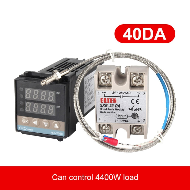 REX-C100 Thermostat + Thermocouple + SSR-40 DA Solid State Module Intelligent Temperature Control Kit, 40DA