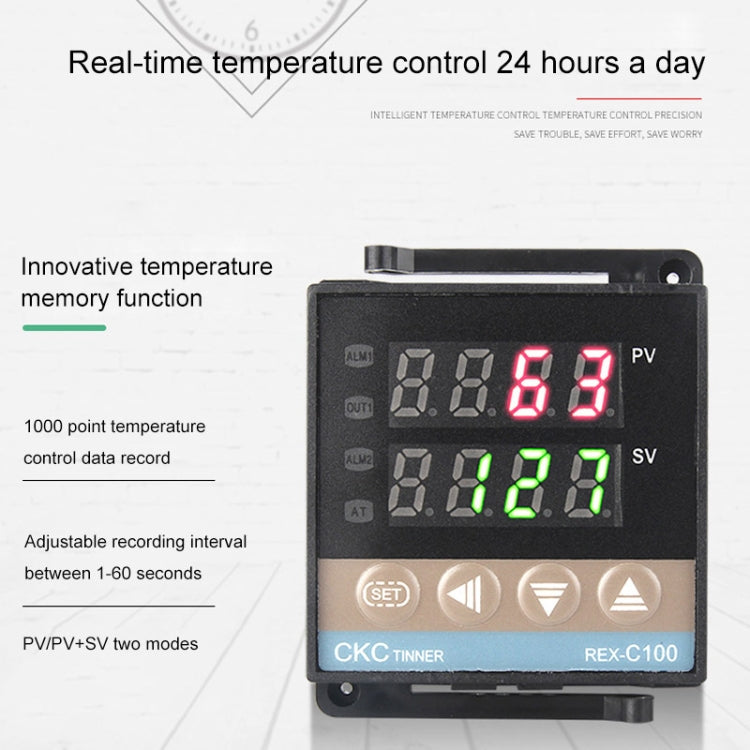 REX-C100 Thermostat + Thermocouple + SSR-40 DA Solid State Module Intelligent Temperature Control Kit, 40DA