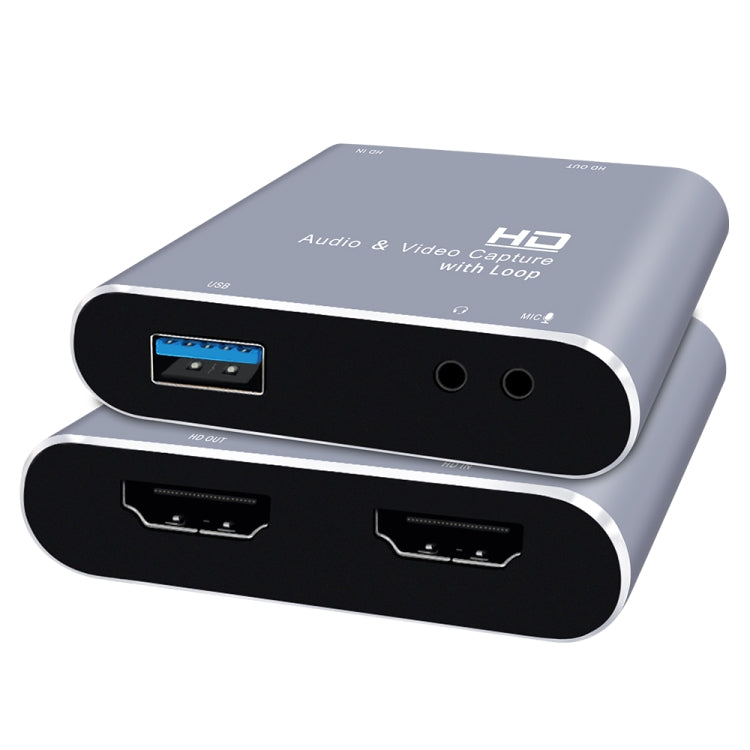 Z37 HDMI Female + Mic to HDMI Female + Audio + USB HD Video & Audio Capture Card with Loop, Z37