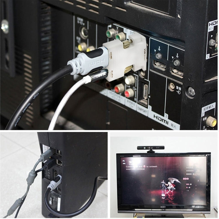 HDMI Female to VGA Male Converter with Audio Output Adapter for Projector, Monitor, TV Sets(Black)