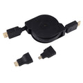1 m HDMI-auf-HDMI-Stecker, ausziehbares Video-/Audio-Adapterkabel mit Mini-HDMI- und Micro-HDMI-Adaptern für HDTV, Monitore, Projektoren, PCs, Kameras, Tablets und Smartphones