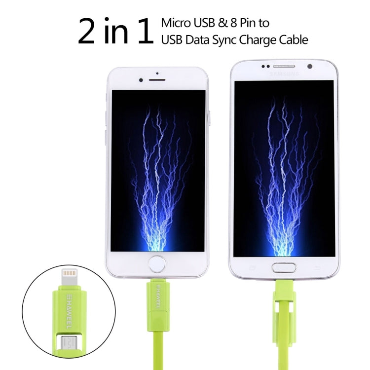 HAWEEL 1m 2-in-1 Micro-USB- und 8-Pin-auf-USB-Daten-Synchronisations-Ladekabel, 2-in-1-Kabel mit zwei Anschlüssen