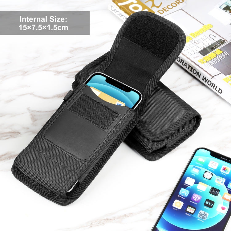 HAWEEL 4.7-6.1 inch Nylon Cloth Phone Belt Clip Carrying Pouch with Card Slot (Black)