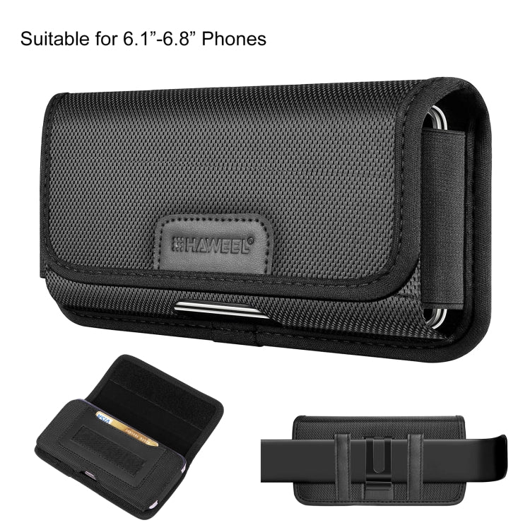 HAWEEL 6.1–6.8” Phone Belt Clip Pouch Nylon Holster Case with Card Slot