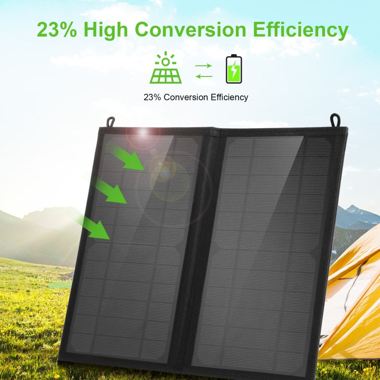 HAWEEL 12W 2 Panels Foldable Solar Panel Charger Bag with 5V / 3.1A Max Dual USB Ports, Support QC3.0 and AFC, 12W 2 Panels