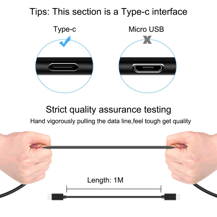 HAWEEL 1m 25W 3A Type-C / USB-C to Type-C / USB-C Fast Charging Data Cable with OTG