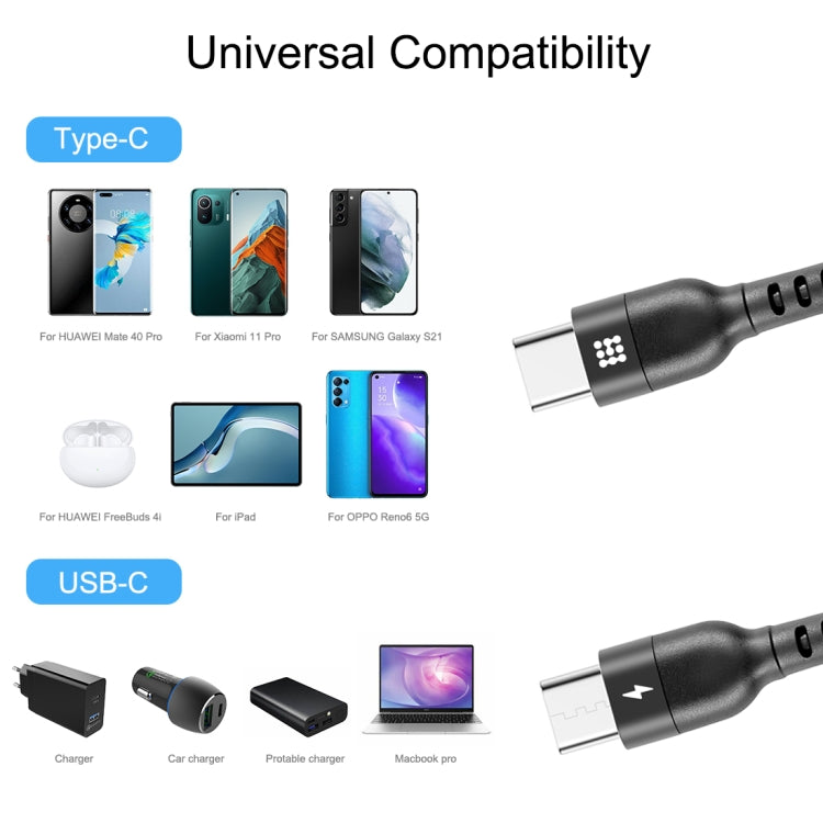 HAWEEL 1m 5A USB-C / Type-C to USB-C / Type-C Retractable Coiled PD Fast Charging Cable, 1m 5A Type-C
