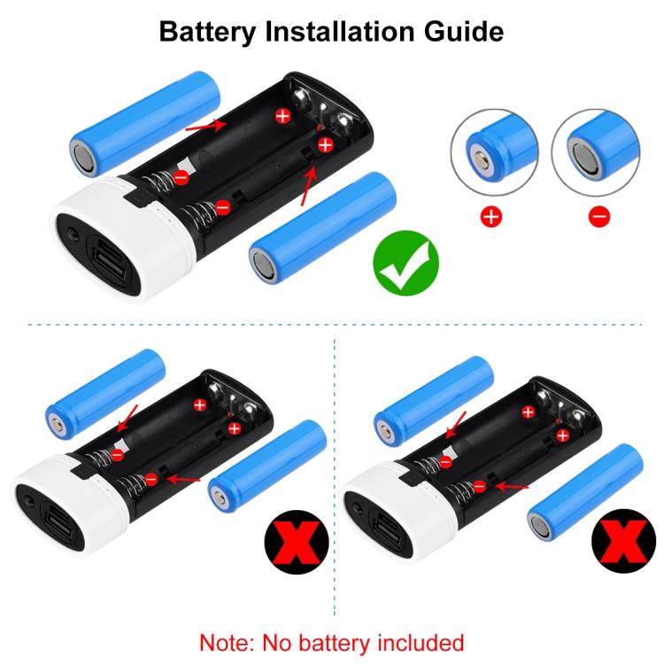 HAWEEL DIY 2x 18650 Akku (nicht enthalten) 5600mAh Powerbank Gehäuse mit USB-Ausgang & Anzeige, DIY 2 Batterien (Schwarz), DIY 2 Batterien (Weiß)