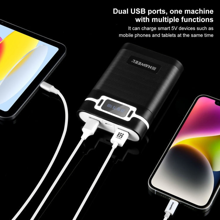 HAWEEL 4x18650 DIY 10000mAh Powerbank-Gehäuse mit dualem USB & Display (Schwarz)