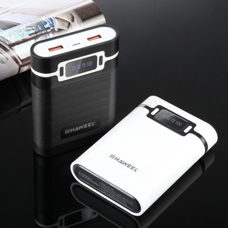 HAWEEL 4x18650 DIY 10000mAh Powerbank-Gehäuse mit dualem USB & Display (Schwarz)