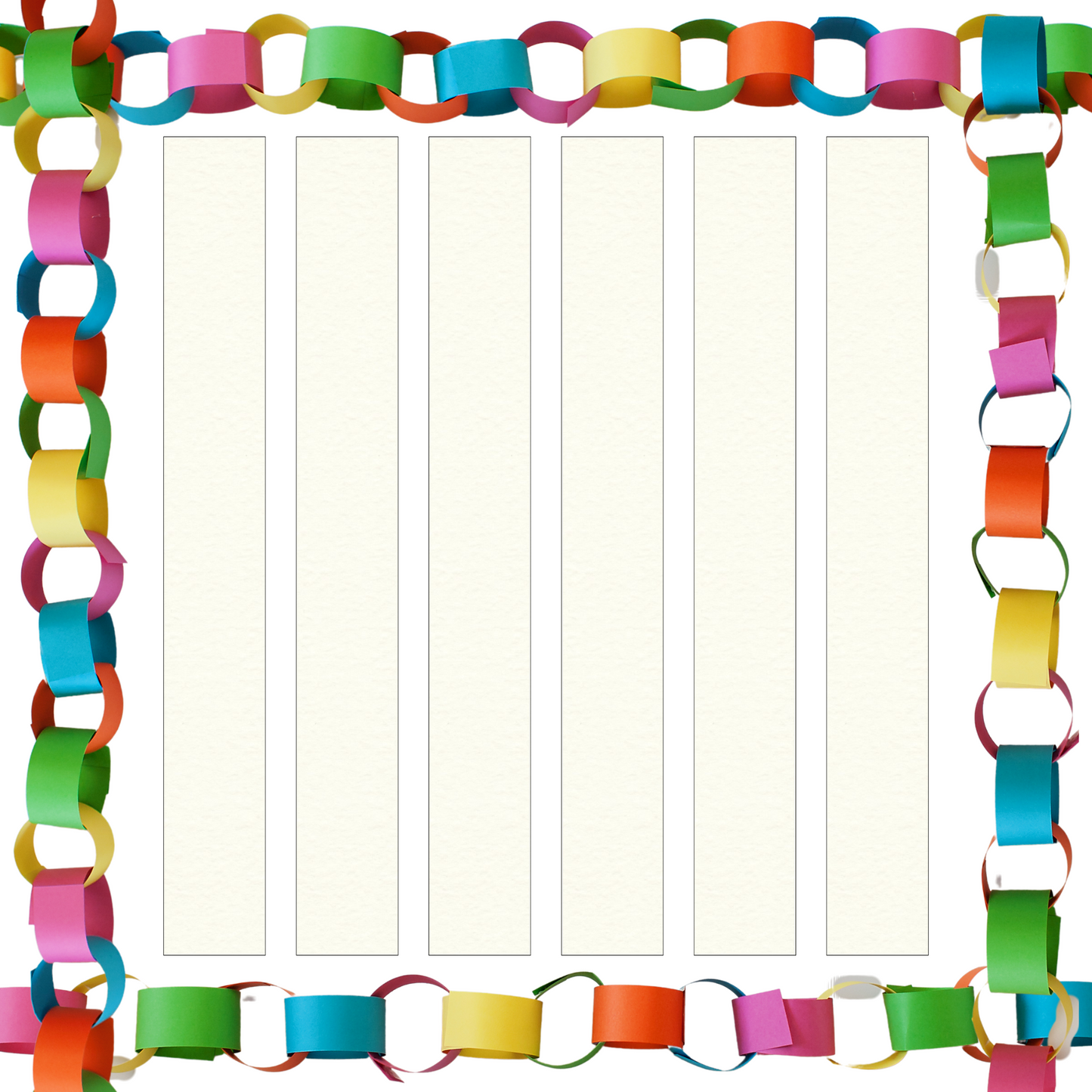 Hammered White Paper Chain Card Strips. 5 Meter / 16 Feet Long. Wedding Party Decor