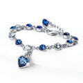 Women’s Silver Bracelet with Blue Heart Crystal Charm – Elegant Jewelry Gift for Her