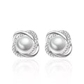Women’s Silver Pearl & Crystal Earrings – Elegant Dangle Jewelry, Perfect Gift for Her